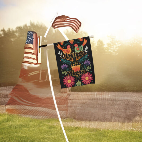 Chinga La Migra Flag – Anti ICE Protest Flag – Immigration Rights Activist Garden Flag – Political Statement Outdoor Banner – Floral Protest Flag