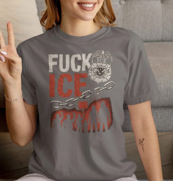 F*CK ICE Breaking Chains T-Shirt – Anti ICE Protest Shirt – Immigration Rights Activist Tee – Political Statement Protest Apparel – Abolish ICE Protest Clothing