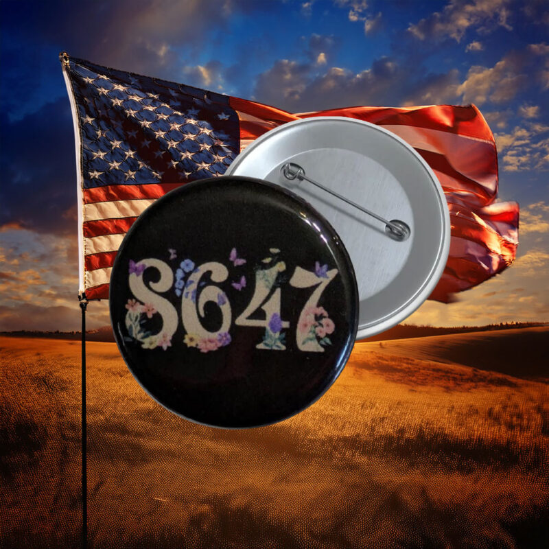 8647 Floral Protest Button Pin