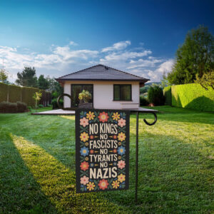 Bold Patriotic Floral No Kings in America Garden Flag