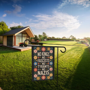 Bold Patriotic Floral No Kings in America Garden Flag
