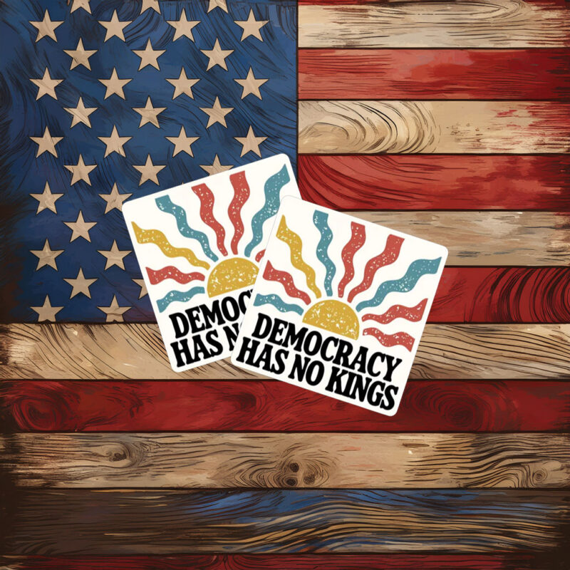 Democracy Has No Kings Retro Sun Sticker