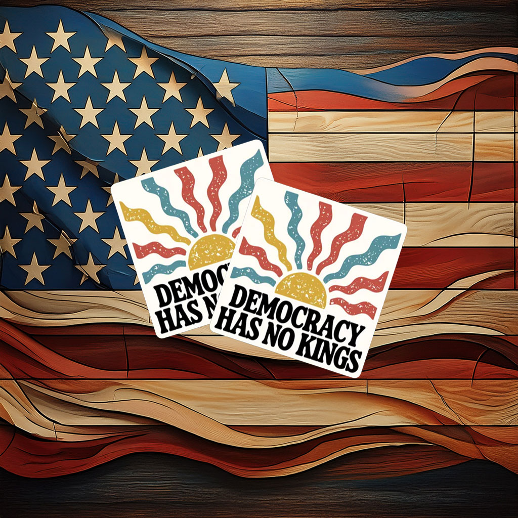 Democracy Has No Kings Retro Sun Sticker