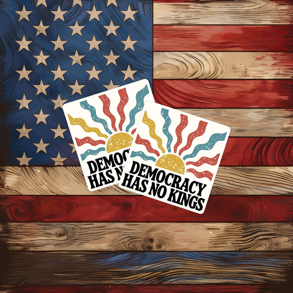 Democracy Has No Kings Retro Sun Sticker