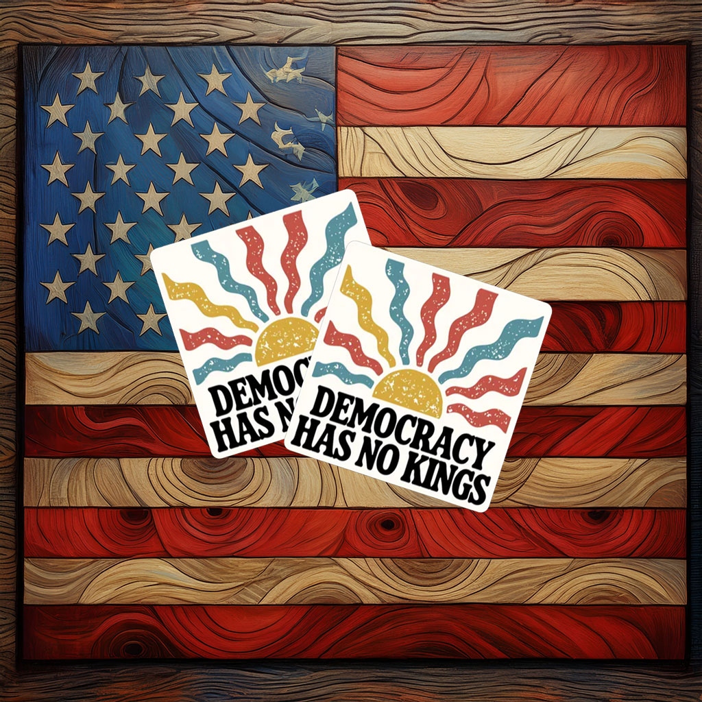 Democracy Has No Kings Retro Sun Sticker