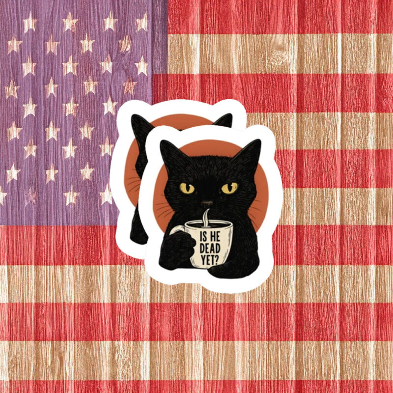 Democracy Needs Stronger Grounds Cat Coffee Sticker