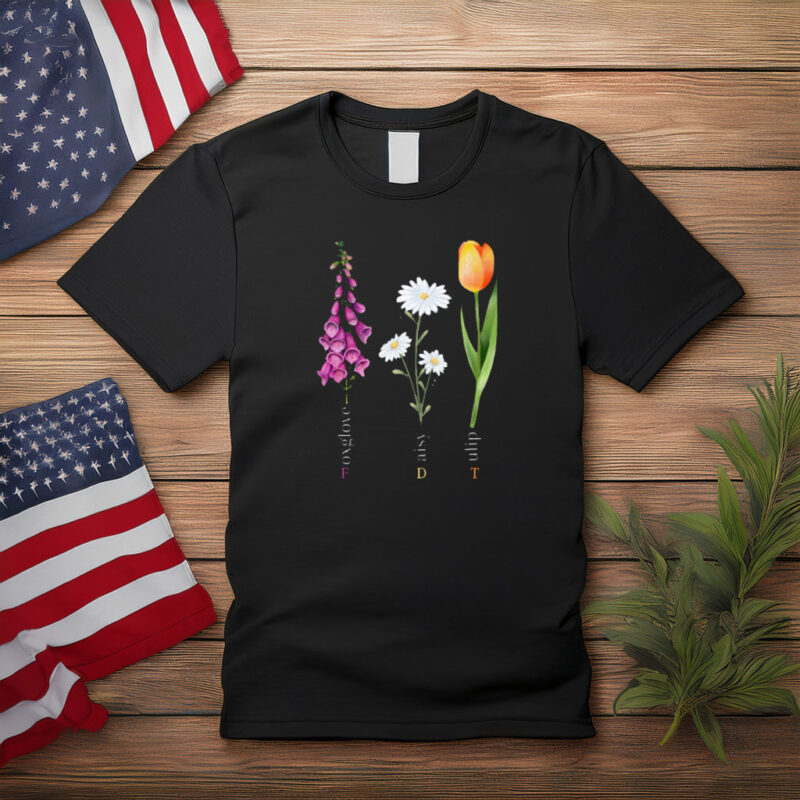 Fir Dogwood Daisy Tulip Botanical Illustration Shirt