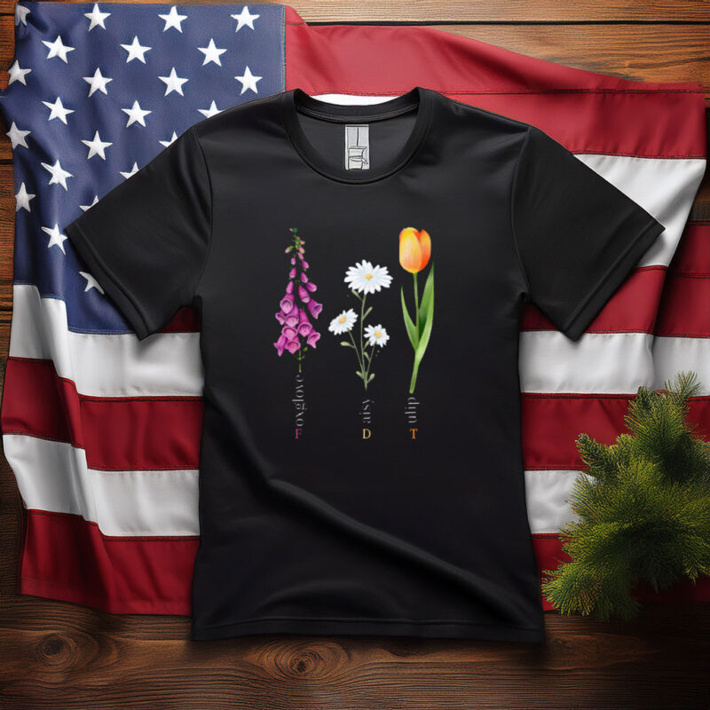 Fir Dogwood Daisy Tulip Botanical Illustration Shirt
