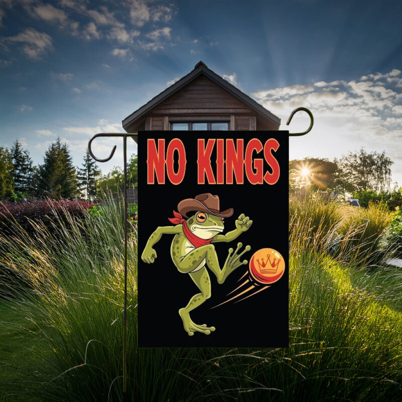Frog Kicking Crown Ball Garden Flag