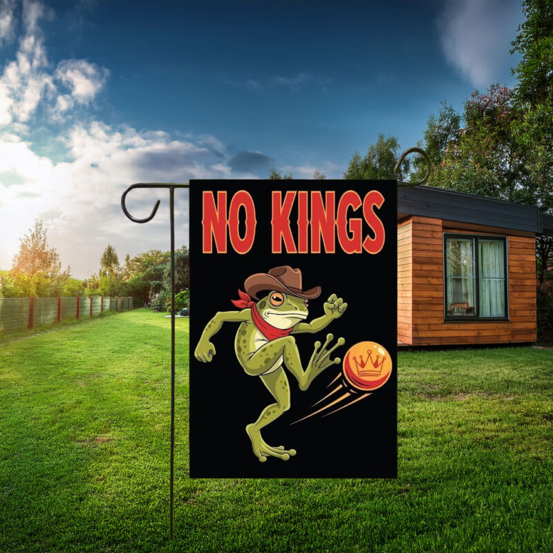 Frog Kicking Crown Ball Garden Flag