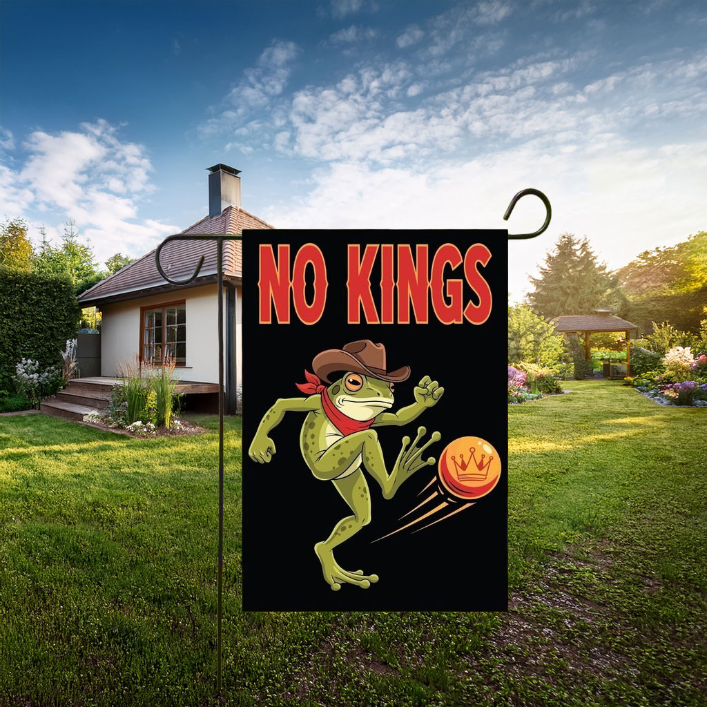 Frog Kicking Crown Ball Garden Flag