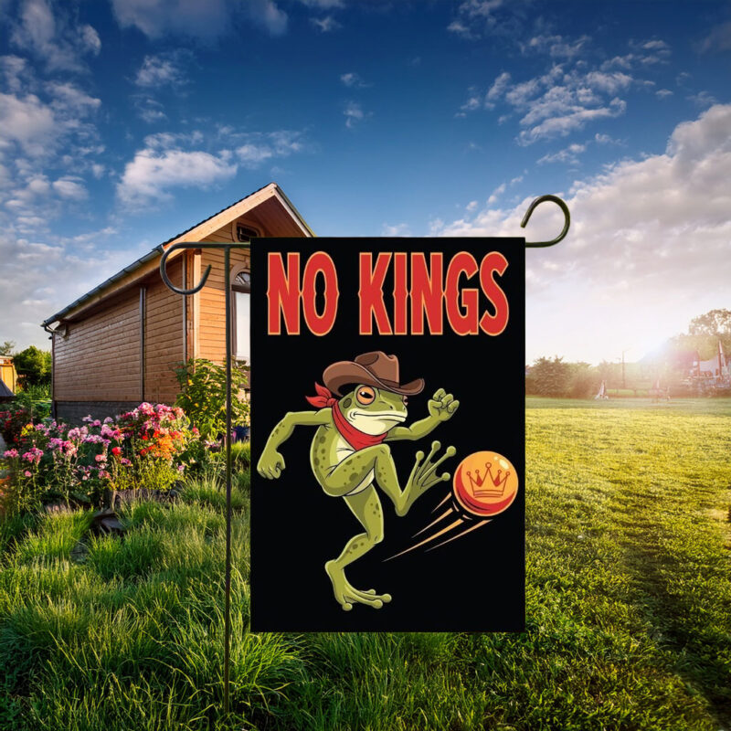 Frog Kicking Crown Ball Garden Flag