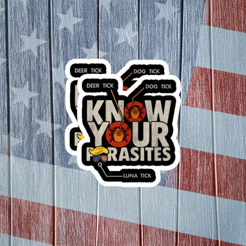 Know Your Parasites Political Satire Sticker