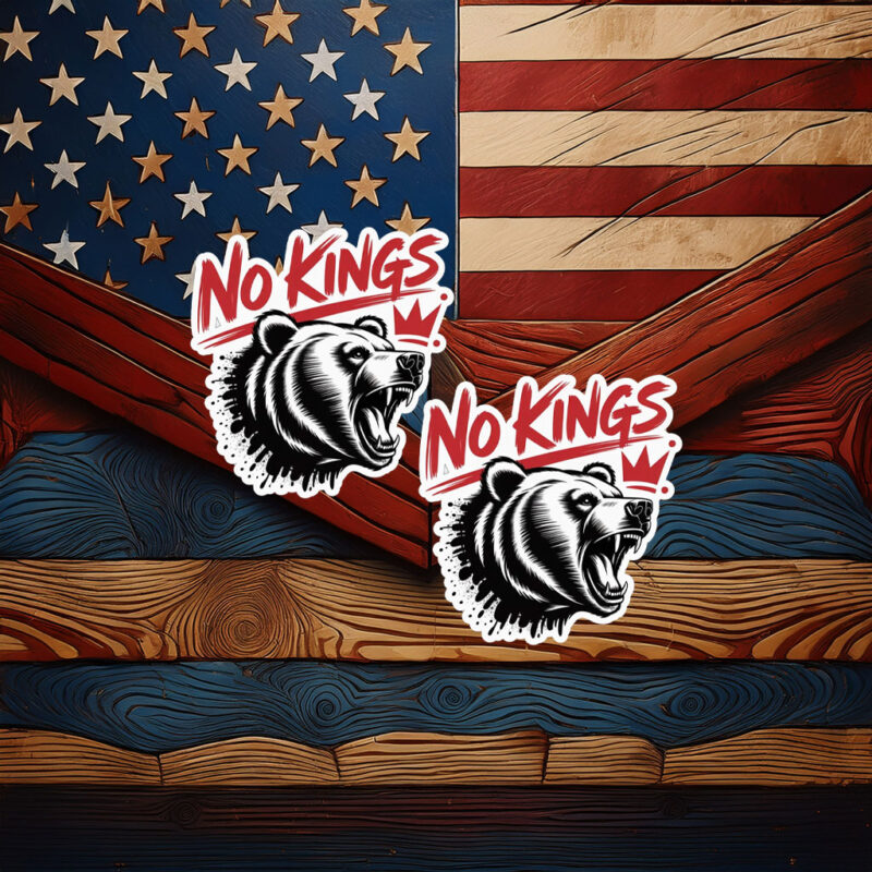 No Kings Roaring Bear Sticker