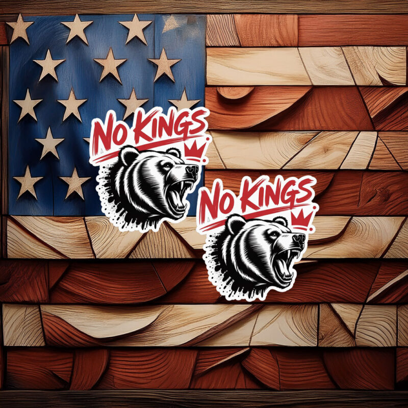 No Kings Roaring Bear Sticker