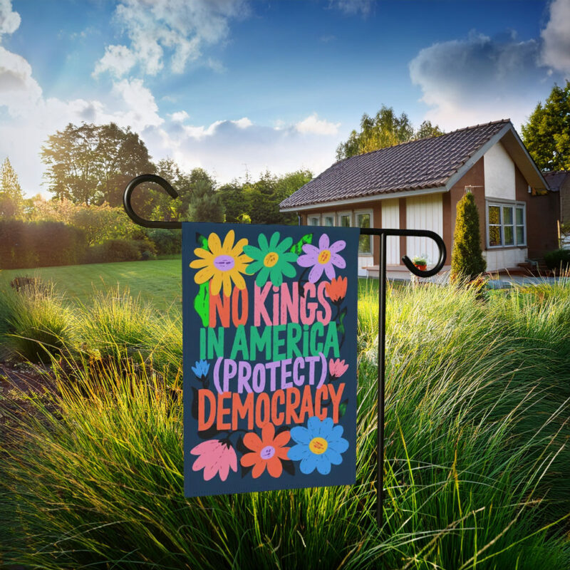 Patriotic Floral No Kings in America Garden Flag