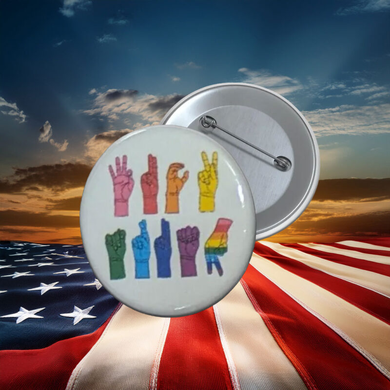 Rainbow Protest Hands Equality Button Pin