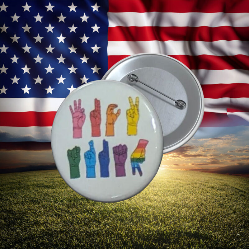 Rainbow Protest Hands Equality Button Pin