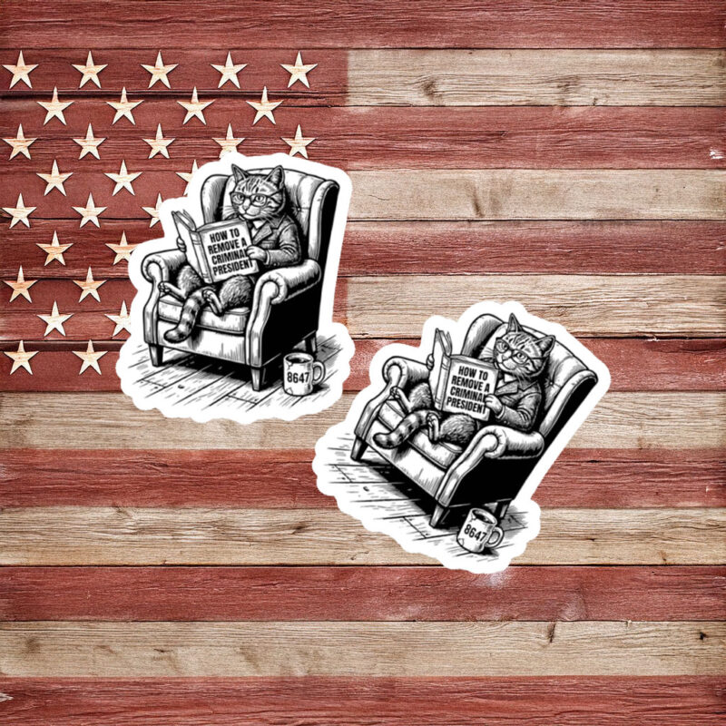 Remove Criminal President Cat Cartoon Protest Sticker