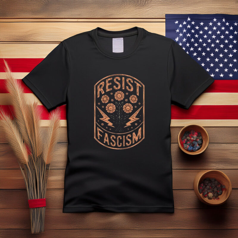 Resist Fascism Floral Badge Shirt