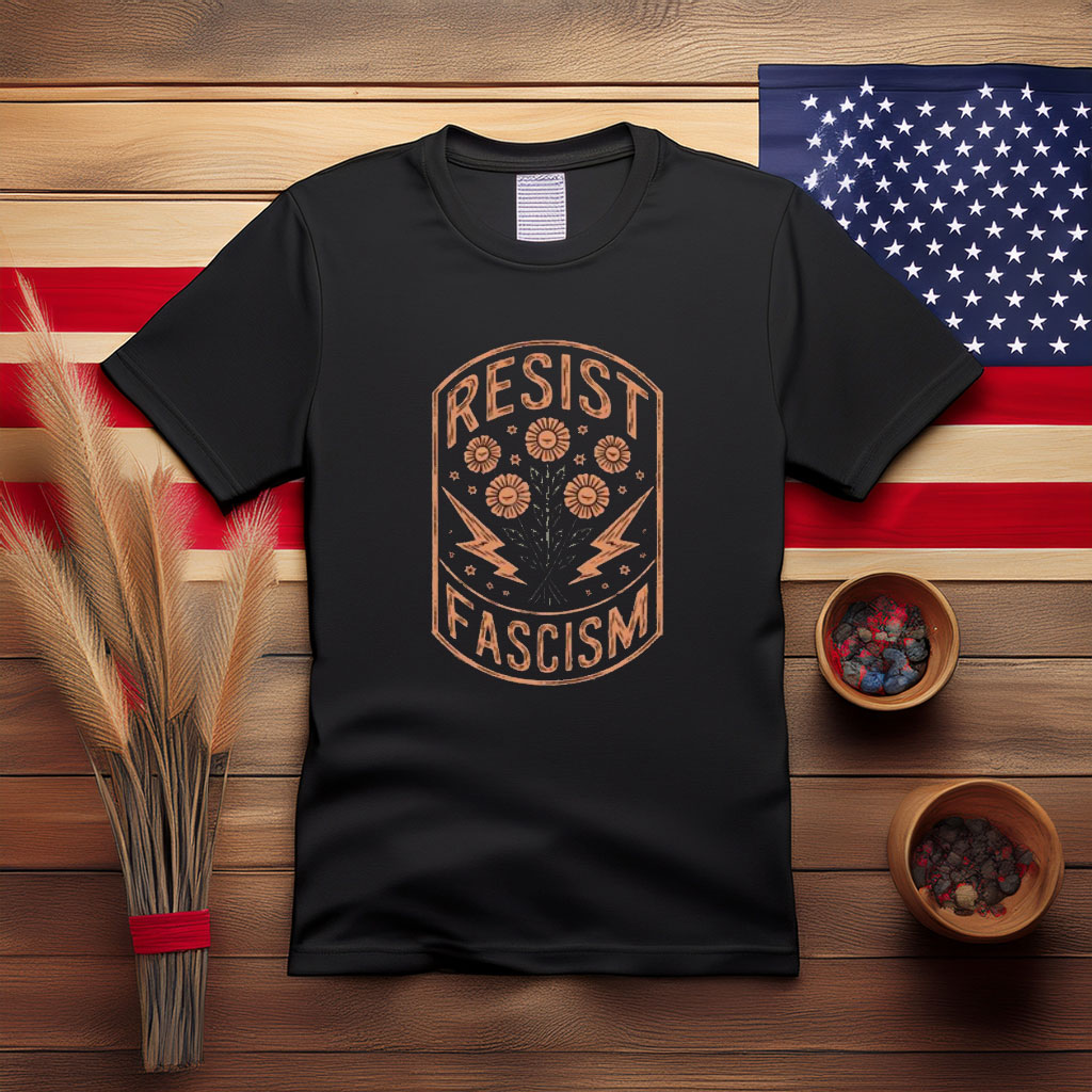Resist Fascism Floral Badge Shirt