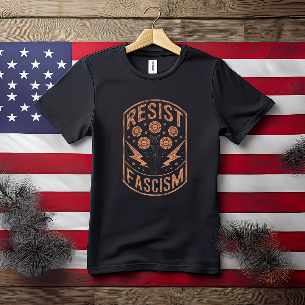 Resist Fascism Floral Badge Shirt