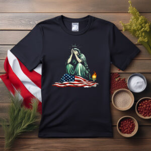 Statue of Liberty Weeping on Flag Protest Shirt
