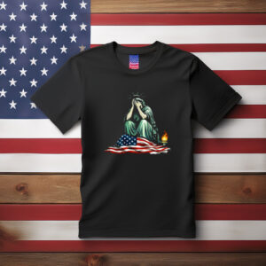 Statue of Liberty Weeping on Flag Protest Shirt