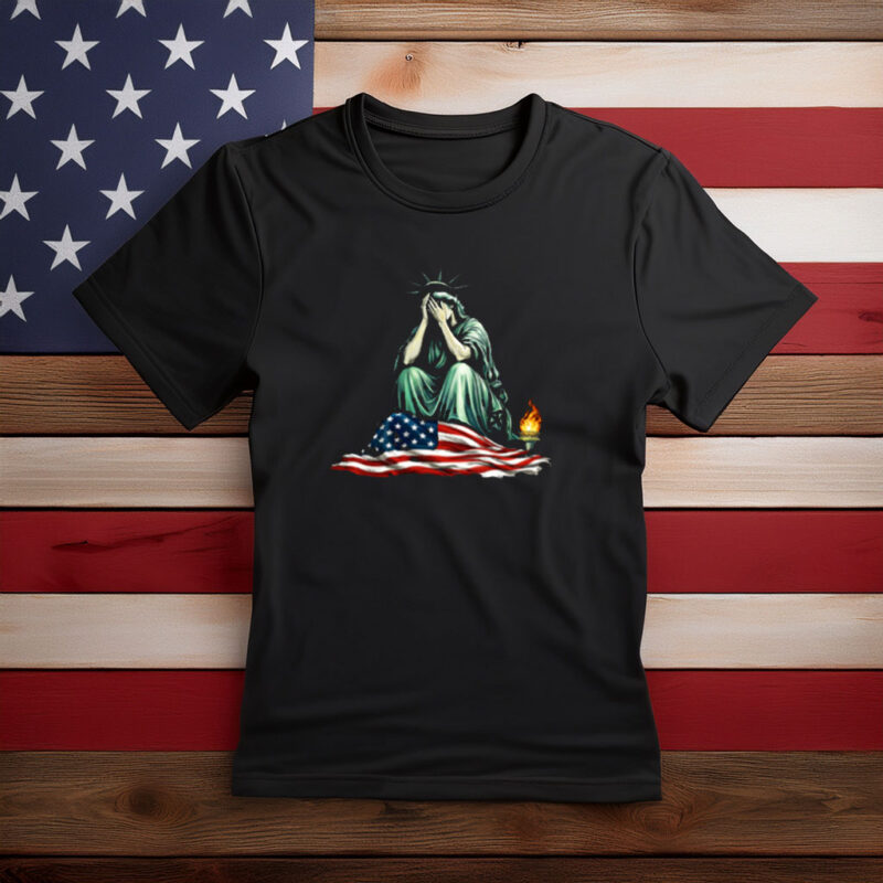 Statue of Liberty Weeping on Flag Protest Shirt