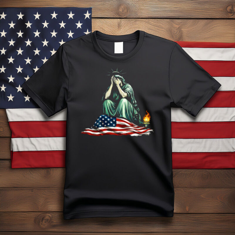 Statue of Liberty Weeping on Flag Protest Shirt