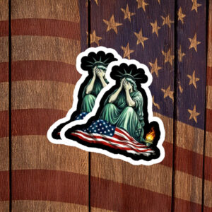 Statue of Liberty Weeping on Flag Protest Sticker