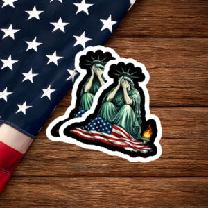Statue of Liberty Weeping on Flag Protest Sticker