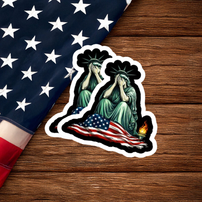 Statue of Liberty Weeping on Flag Protest Sticker