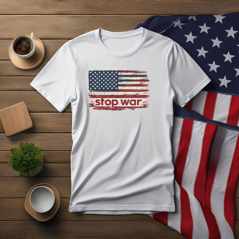 Stop War Anti War American Flag Tee